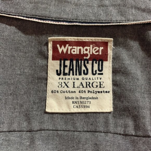 Wrangler Jeans Co Men's Shirt 3X Large Button Front Long Sleeve - Picture 2 of 7